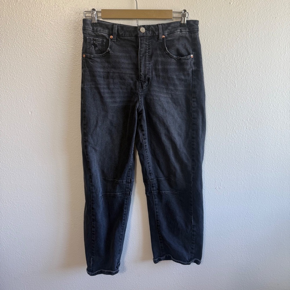 BKE Size 30 Billie Slim Fit Barrel Leg Jeans Black Denim Boho Relaxed Baggy